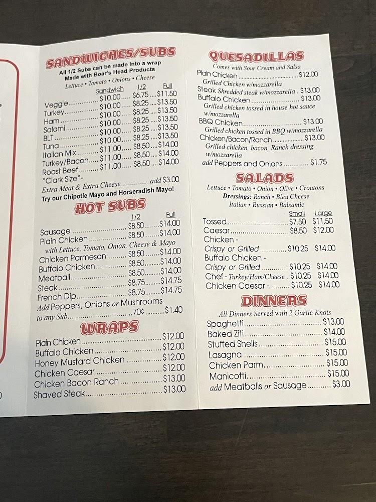 Clark's Pizzeria Menu image 1