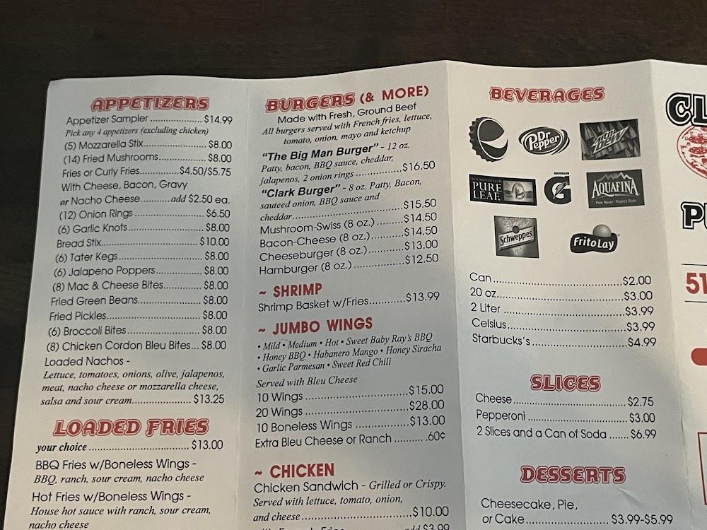 Clark's Pizzeria Menu image 3